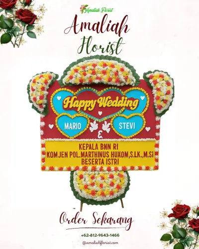 Karangan Papan Bunga Pernikahan di Cilember